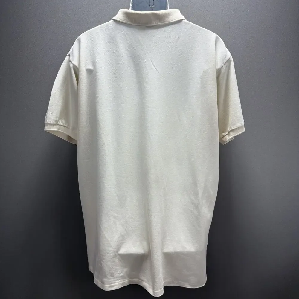 Vtg Polo Ralph Lauren Short Sleeve Cream Mesh Logo Polo Shirt Men’s Sz XL